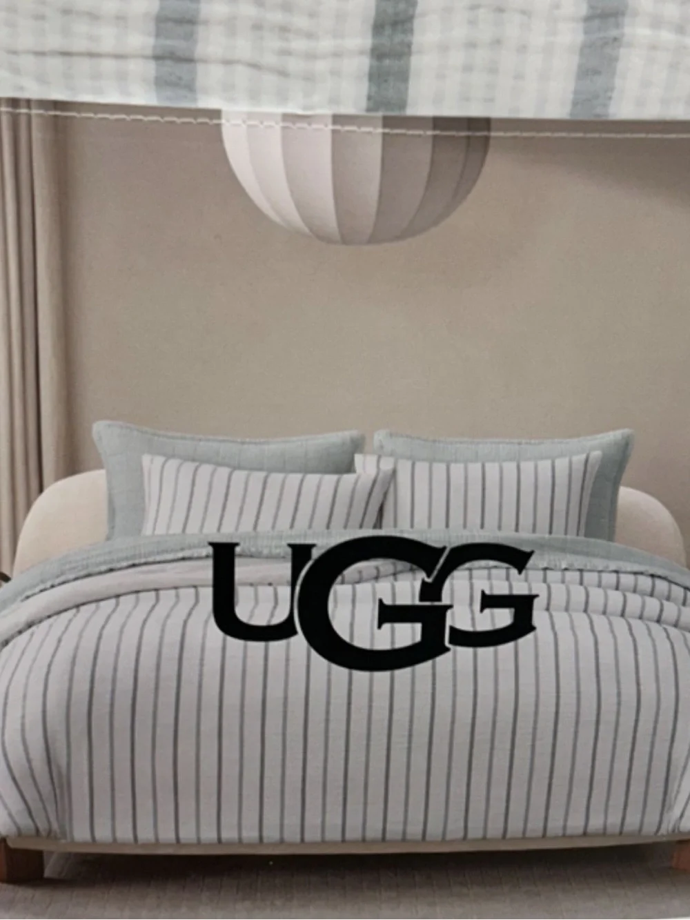 UGG Alamitos Blue and White Striped Full/Queen Comforter Set 110”x92”
